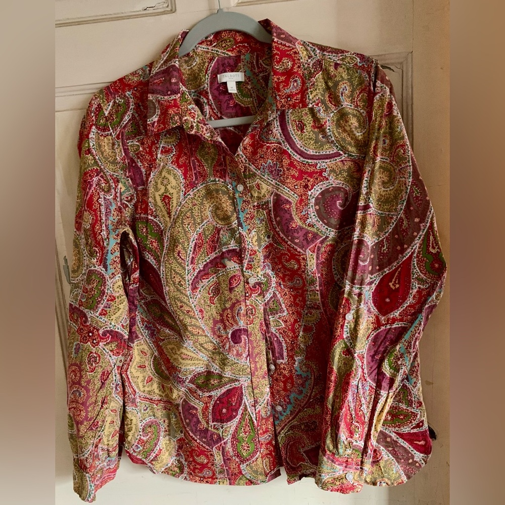 Talbots paisley button down women’s blouse